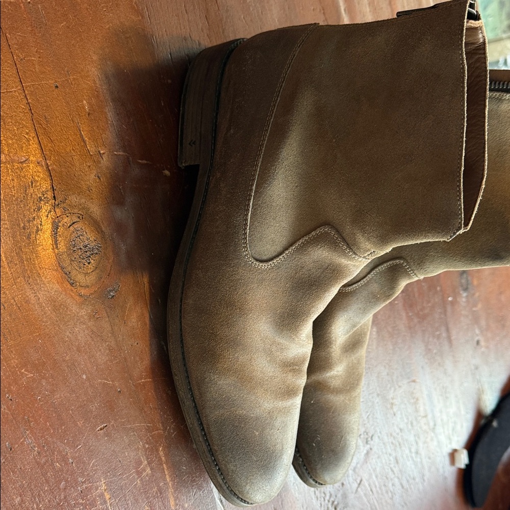 John Varvatos Distressed Tan Leather Boots - Picture 2 of 4